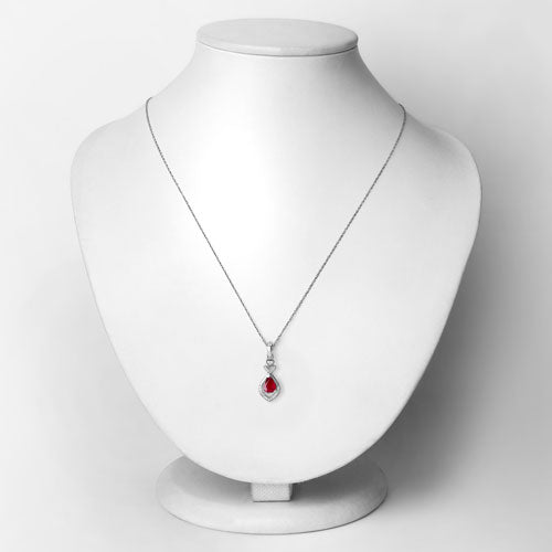 0.86 Carat Genuine Ruby and White Diamond 14K White Gold Pendant by Bids.com