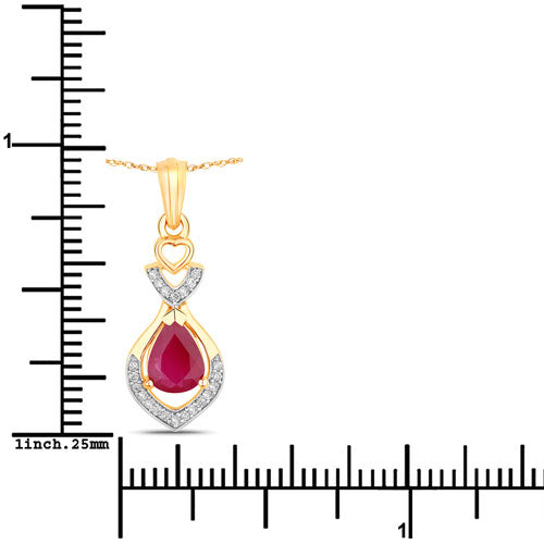 0.86 Carat Genuine Ruby and White Diamond 14K Yellow Gold Pendant by Bids.com