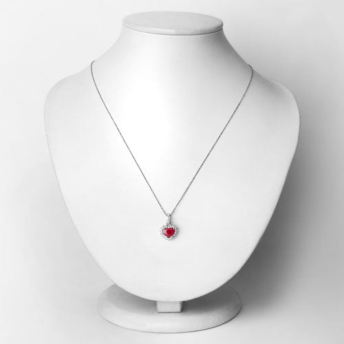 1.48 Carat Genuine Ruby and White Diamond 14K White Gold Pendant by Bids.com