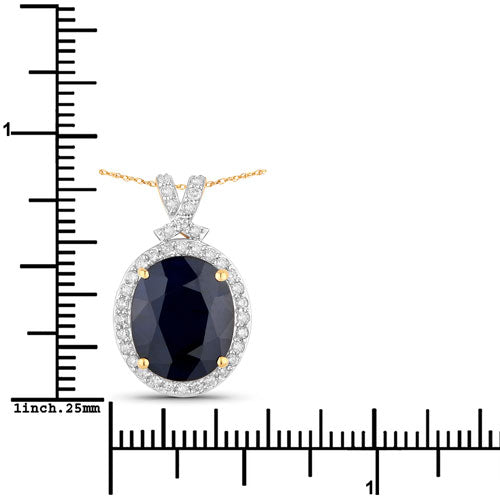 6.58 Carat Genuine Blue Sapphire and White Diamond 14K Yellow Gold Pendant by Bids.com