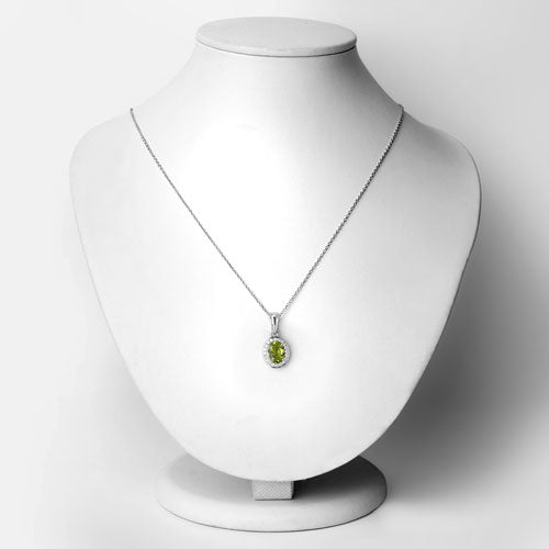 1.90 Carat Genuine Peridot and Lab Grown Diamond .925 Sterling Silver Pendant by Bids.com