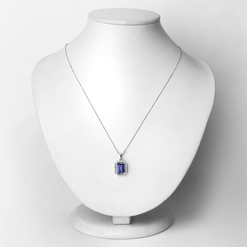 2.58 Carat Genuine Tanzanite and White Diamond 14K White Gold Pendant DestGlow