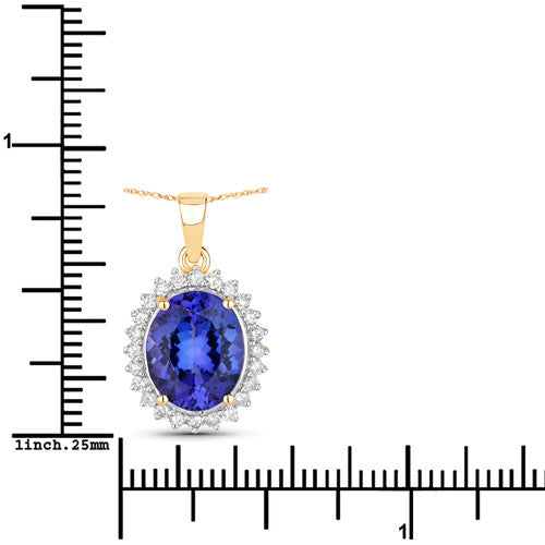 4.68 Carat Genuine Tanzanite and White Diamond 14K Yellow Gold Pendant by Bids.com