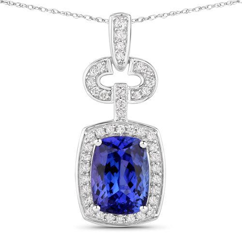 2.62 Carat Genuine Tanzanite and White Diamond 14K White Gold Pendant by Bids.com