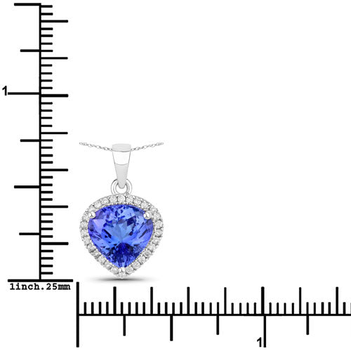 2.91 Carat Genuine Tanzanite and White Diamond 14K White Gold Pendant DestGlow