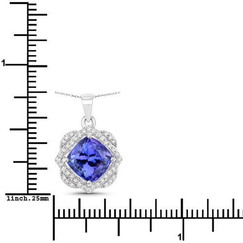 3.14 Carat Genuine Tanzanite and White Diamond 14K White Gold Pendant by Bids.com