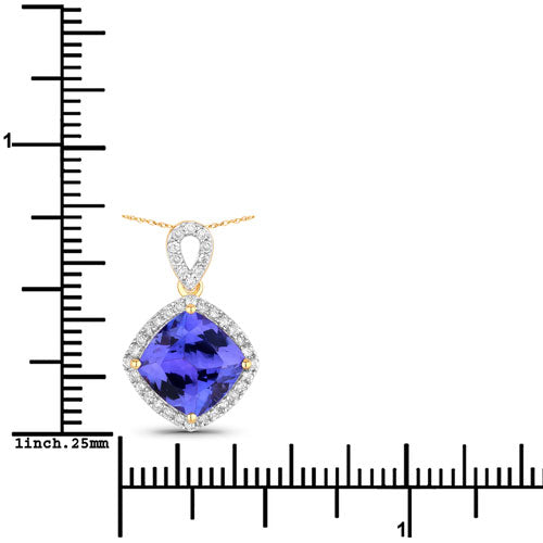 2.54 Carat Genuine Tanzanite and White Diamond 14K Yellow Gold Pendant by Bids.com