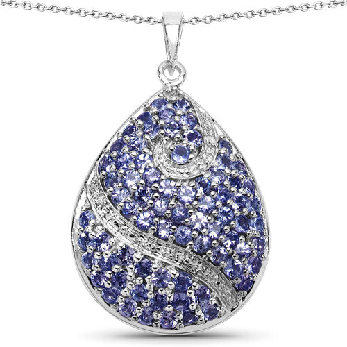 4.72 Carat Genuine Tanzanite .925 Sterling Silver Pendant DestGlow