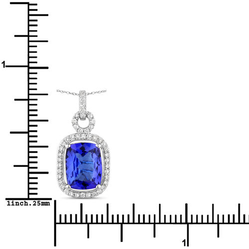 2.25 Carat Genuine Tanzanite and White Diamond 14K White Gold Pendant by Bids.com