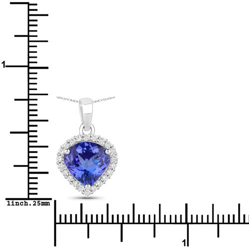 2.53 Carat Genuine Tanzanite and White Diamond 14K White Gold Pendant by Bids.com