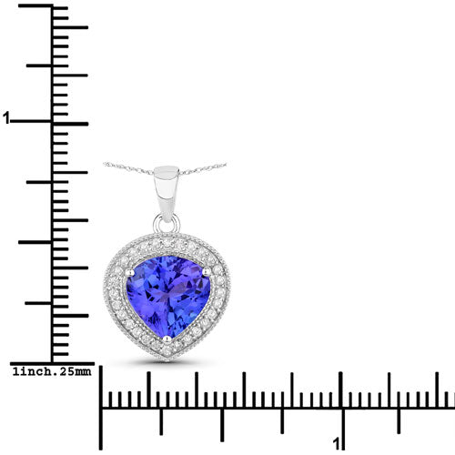 2.58 Carat Genuine Tanzanite and White Diamond 14K White Gold Pendant by Bids.com