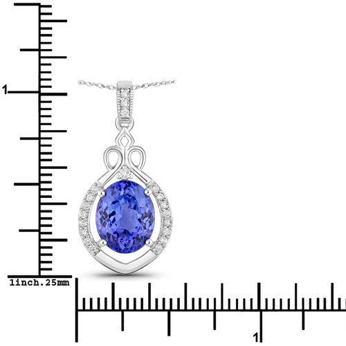 3.02 Carat Genuine Tanzanite and White Diamond 14K White Gold Pendant DestGlow