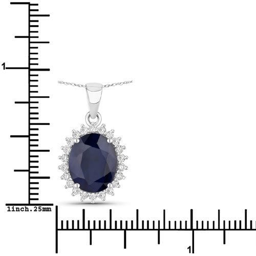 4.63 Carat Genuine Blue Sapphire and White Diamond 14K White Gold Pendant by Bids.com