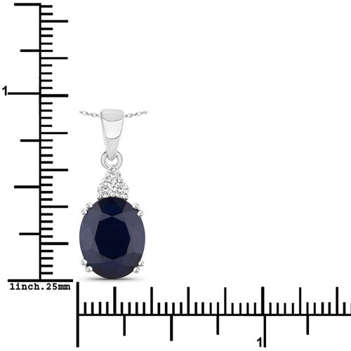 4.41 Carat Genuine Blue Sapphire and White Diamond 14K White Gold Pendant by Bids.com