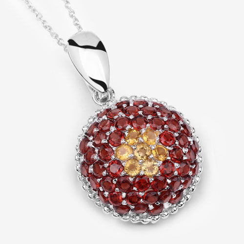 4.57 Carat Genuine Citrine and Garnet .925 Sterling Silver Pendant by Bids.com
