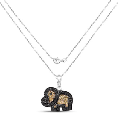 0.89 Carat Genuine Black Diamond and Yellow Diamond .925 Sterling Silver Pendant by Bids.com