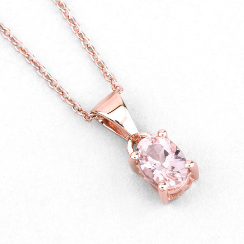 18K Rose Gold Plated 0.70 Carat Genuine Morganite .925 Sterling Silver Pendant DestGlow