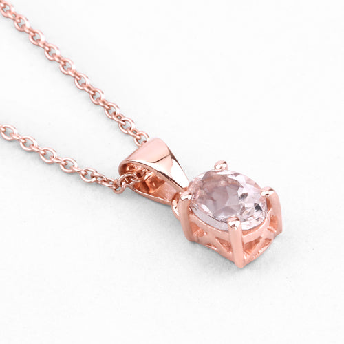 18K Rose Gold Plated 0.70 Carat Genuine Morganite .925 Sterling Silver Pendant DestGlow