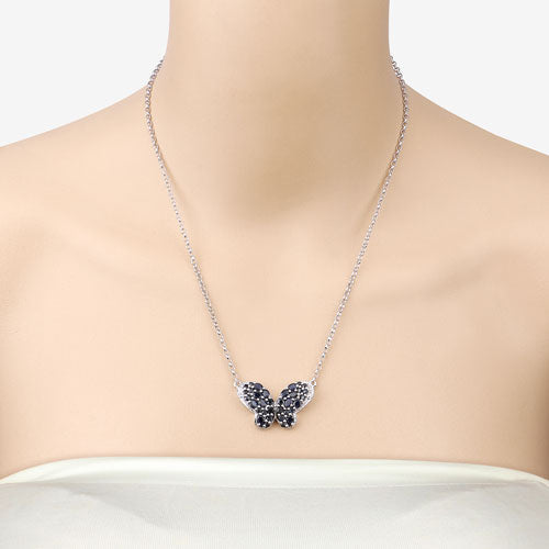 3.83 Carat Genuine Blue Sapphire and White Zircon .925 Sterling Silver Pendant by Bids.com