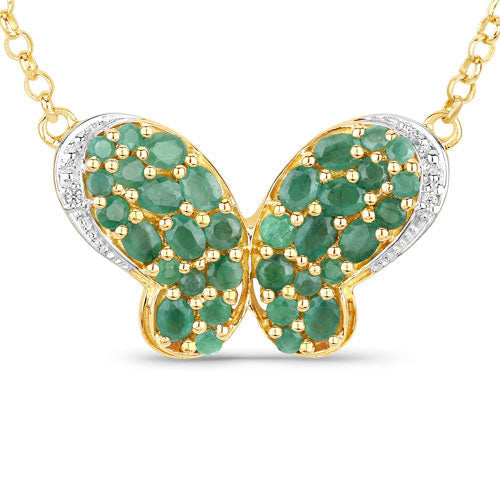 2.80 Carat Genuine Emerald and White Zircon .925 Sterling Silver Pendant DestGlow