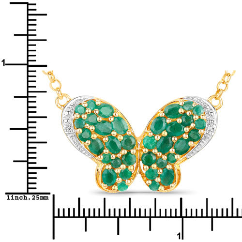 2.80 Carat Genuine Emerald and White Zircon .925 Sterling Silver Pendant DestGlow