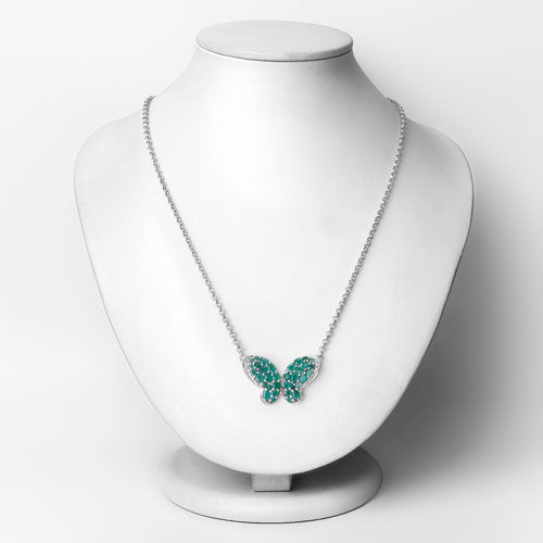2.80 Carat Genuine Emerald and White Zircon .925 Sterling Silver Pendant DestGlow
