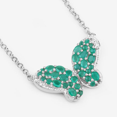 2.80 Carat Genuine Emerald and White Zircon .925 Sterling Silver Pendant DestGlow