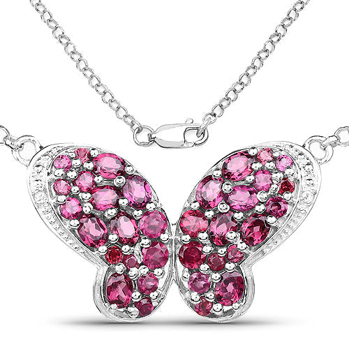 4.15 Carat Genuine Rhodolite and White Topaz .925 Sterling Silver Pendant DestGlow