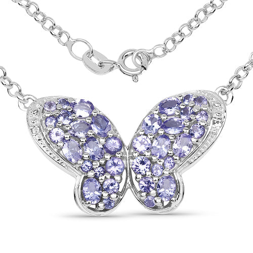 3.31 Carat Genuine Tanzanite & White Topaz .925 Sterling Silver Pendant DestGlow