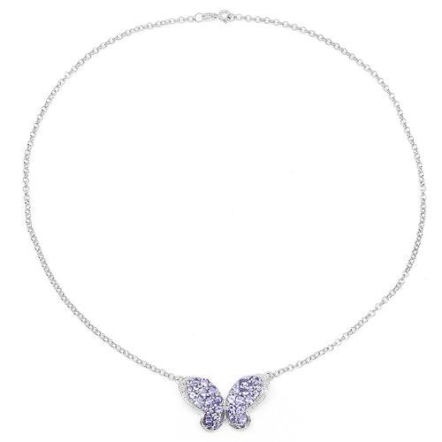 3.31 Carat Genuine Tanzanite & White Topaz .925 Sterling Silver Pendant DestGlow