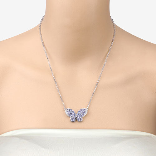 3.31 Carat Genuine Tanzanite and White Zircon .925 Sterling Silver Pendant DestGlow