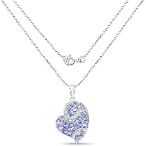 3.40 Carat Genuine Tanzanite and White Topaz .925 Sterling Silver Pendant DestGlow