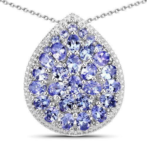 4.16 Carat Genuine Tanzanite .925 Sterling Silver Pendant DestGlow
