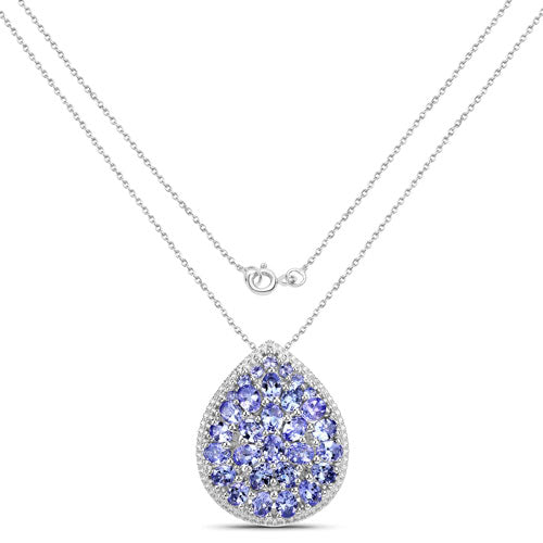 4.16 Carat Genuine Tanzanite .925 Sterling Silver Pendant DestGlow