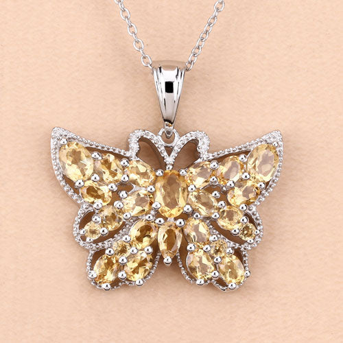 3.89 Carat Genuine Citrine .925 Sterling Silver Pendant DestGlow