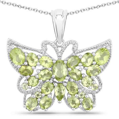 4.05 Carat Genuine Peridot .925 Sterling Silver Pendant DestGlow