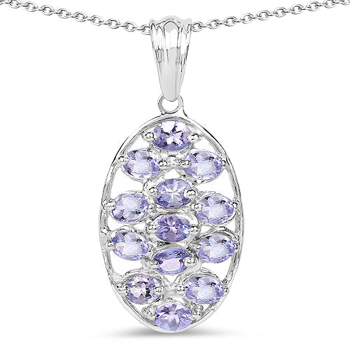2.21 Carat Genuine Tanzanite .925 Sterling Silver Pendant DestGlow