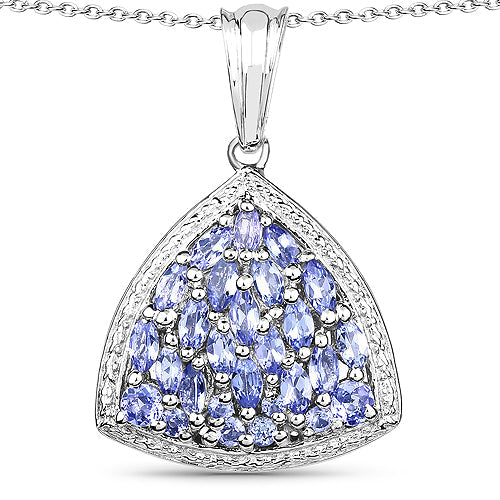 1.96 Carat Genuine Tanzanite .925 Sterling Silver Pendant DestGlow