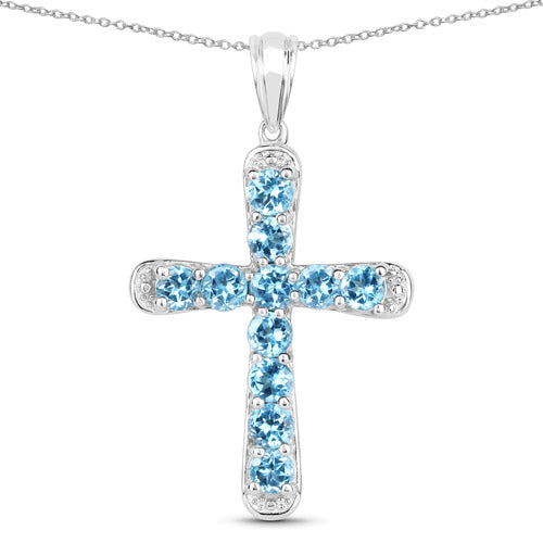 3.85 Carat Genuine Blue Topaz .925 Sterling Silver Pendant DestGlow