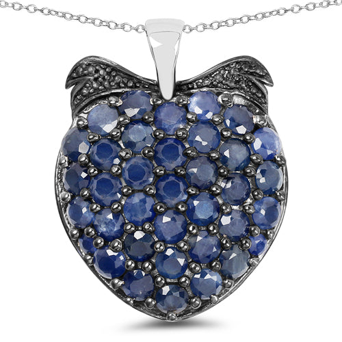 4.17 Carat Genuine Blue Sapphire .925 Sterling Silver Pendant DestGlow