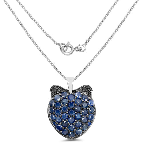 4.17 Carat Genuine Blue Sapphire .925 Sterling Silver Pendant DestGlow