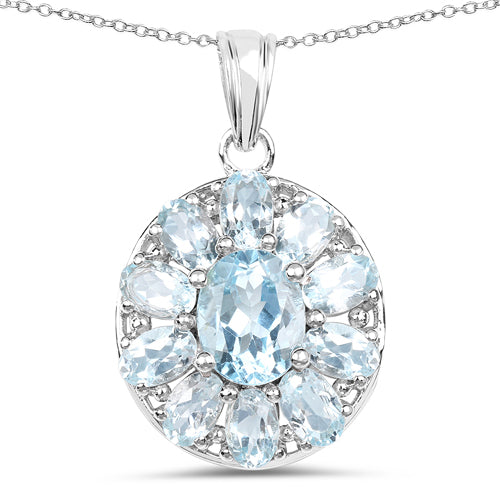 7.65 Carat Genuine Blue Topaz .925 Sterling Silver Pendant DestGlow