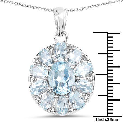 7.65 Carat Genuine Blue Topaz .925 Sterling Silver Pendant DestGlow