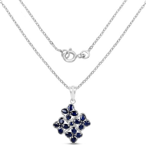 3.68 Carat Genuine Blue Sapphire .925 Sterling Silver Pendant by Bids.com