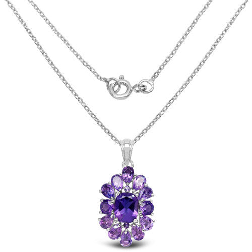 7.24 Carat Genuine Amethyst .925 Sterling Silver Pendant DestGlow