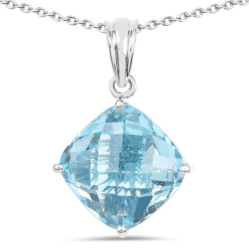 11.10 Carat Genuine Blue Topaz .925 Sterling Silver Pendant DestGlow