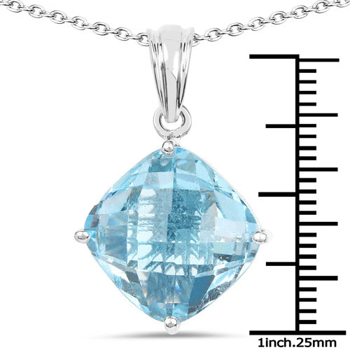 11.10 Carat Genuine Blue Topaz .925 Sterling Silver Pendant DestGlow