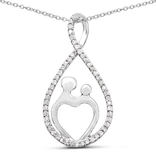 0.34 Carat Genuine White Diamond .925 Sterling Silver Pendant DestGlow