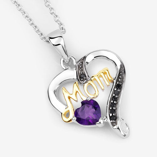 0.48 Carat Genuine Amethyst and Black Spinel .925 Sterling Silver Pendant by Bids.com