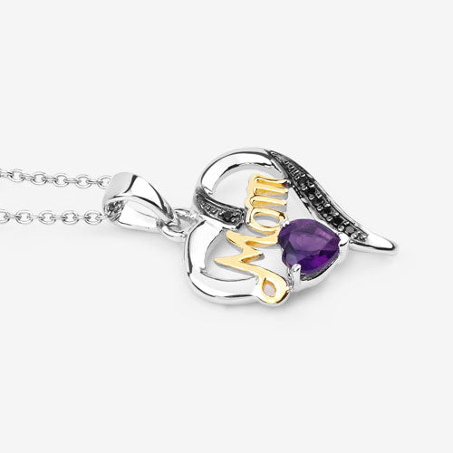 0.48 Carat Genuine Amethyst and Black Spinel .925 Sterling Silver Pendant by Bids.com